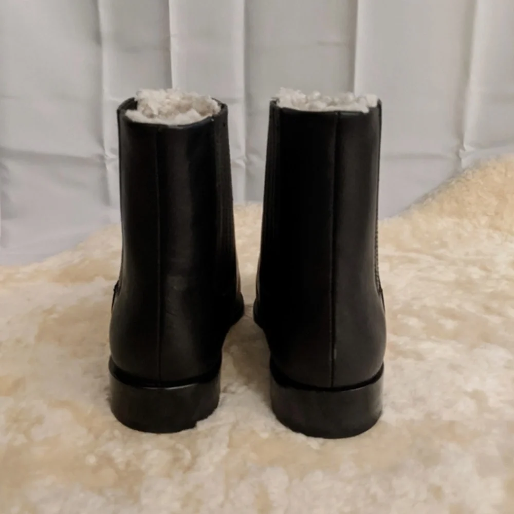 J.Crew Sherpa-lined Chelsea Leather Boots 5.5 NEW
